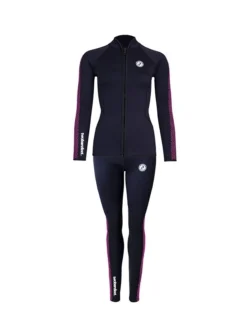Two Bare Feet Womens Silicone Print Series 2.5mm Wetsuit Jacket & Pants Set (Black/Raspberry)