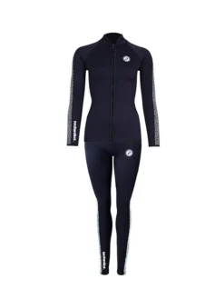 Two Bare Feet Womens Silicone Print Series 2.5mm Wetsuit Jacket & Pants Set (Black/White)