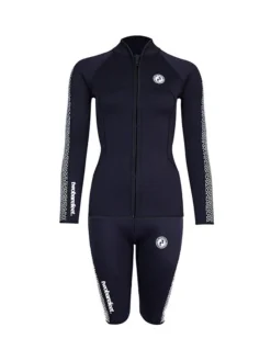 Two Bare Feet Womens Silicone Print Series 2.5mm Wetsuit Jacket & Shorts Set (Black/White)