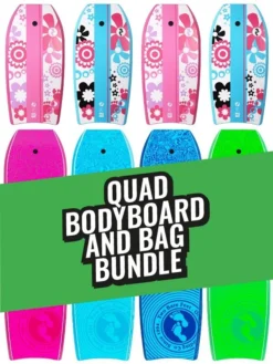 Two Bare Feet Flowers Quad Bodyboard And Bag Bundle (Choice Of 33", 37", 41")
