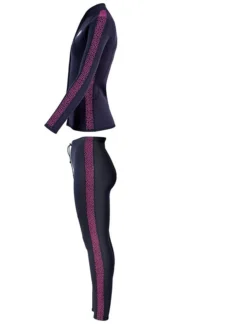 Two Bare Feet Womens Silicone Print Series 2.5mm Wetsuit Jacket & Pants Set (Black/Raspberry) -Surfboards Sales 4 29