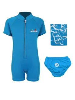 Deluxe Baby Swim Kit - Classic Wetsuit + Swim Nappy + Towel (Aqua)