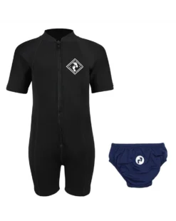Essentials Baby Swim Kit - Aquatica Wetsuit + Swim Nappy (Black / Navy)