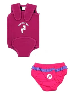 Essentials Baby Swim Kit - Wrap + Swim Nappy (Raspberry)