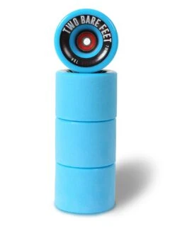 Sessions 78A Longboard Skateboard Wheels (70mm Blue) With Two Bare Feet Pro Series 7 Bearings