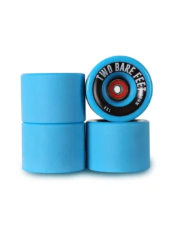 Sessions 78A Longboard Skateboard Wheels (70mm Blue) With Two Bare Feet Pro Series 7 Bearings -Surfboards Sales blue stacked 2