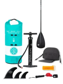 Two Bare Feet Sport Air (Allround XL) 10'10" X 33" X 6" Inflatable SUP Deluxe Carbon Hybrid Pack (Teal) -Surfboards Sales carbon hybrid teal 1