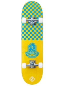 TBF Boarding Co Complete Double Kick Skateboard Checkmate (Yellow / Blue)