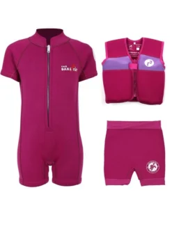 Essentials Baby Swim Kit - Classic Wetsuit + Nappy Shorts + Swim Vest (Raspberry)
