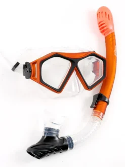 DiveSport Silicone Mask & Dry Top Snorkel 2pc Set (Orange / Clear) -Surfboards Sales divesport 2pc mask dry top orange 02