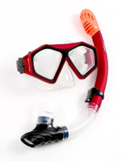DiveSport Silicone Mask & Dry Top Snorkel 2pc Set (Red / Clear) -Surfboards Sales divesport 2pc mask dry top red 02