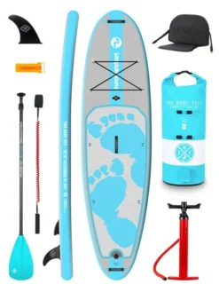 Two Bare Feet Entradia (Allround XL) 10'10" X 34" X 6" Inflatable SUP Deluxe Fibreglass Hybrid Pack (Aqua)