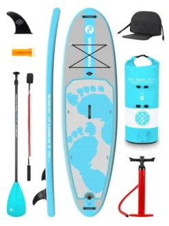 Two Bare Feet Entradia (Allround) 10'6" X 34" X 4.75" Inflatable SUP Deluxe Fibreglass Hybrid Pack (Aqua)