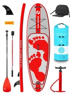 Two Bare Feet Entradia (Allround) 10'6" X 34" X 4.75" Inflatable SUP Deluxe Fibreglass Hybrid Pack (Red)