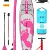 Two Bare Feet Entradia (Touring) 11'6" X 34" X 6" Inflatable SUP Deluxe Fibreglass Hybrid Pack (Pink)