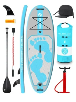 Two Bare Feet Entradia (Allround XS) 8'6" X 34" X 4.75" Inflatable Juniors SUP Deluxe Carbon Hybrid Pack (Aqua)