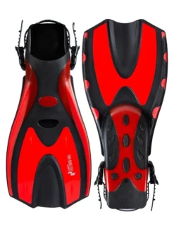 Two Bare Feet Adult PVC Mask, Snorkel & F70 Fins 3 Piece Set (Red) -Surfboards Sales f70 red 4 10