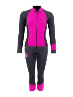 Two Bare Feet Harmony 3mm Jacket & Capri Pants Set (Black/Raspberry)
