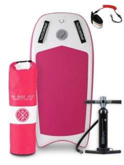 Two Bare Feet Boarding Co. 44" Inflatable Bodyboard - Starter Pack (Pink)