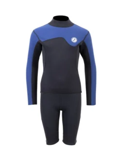 Two Bare Feet Junior Aspect 2.5mm Back Zip Jacket & Shorts Set (Black/Blue)