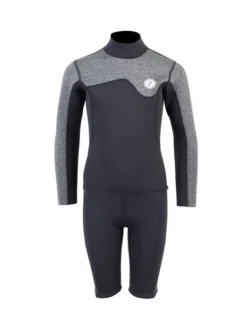 Two Bare Feet Junior Aspect 2.5mm Back Zip Jacket & Shorts Set (Black/Grey)