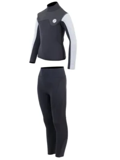 Two Bare Feet Junior Aspect 2.5mm Back Zip Jacket & Pants Set (Black/Grey/Grey) -Surfboards Sales kids aspect back zip jacket black grey grey vista pants 3