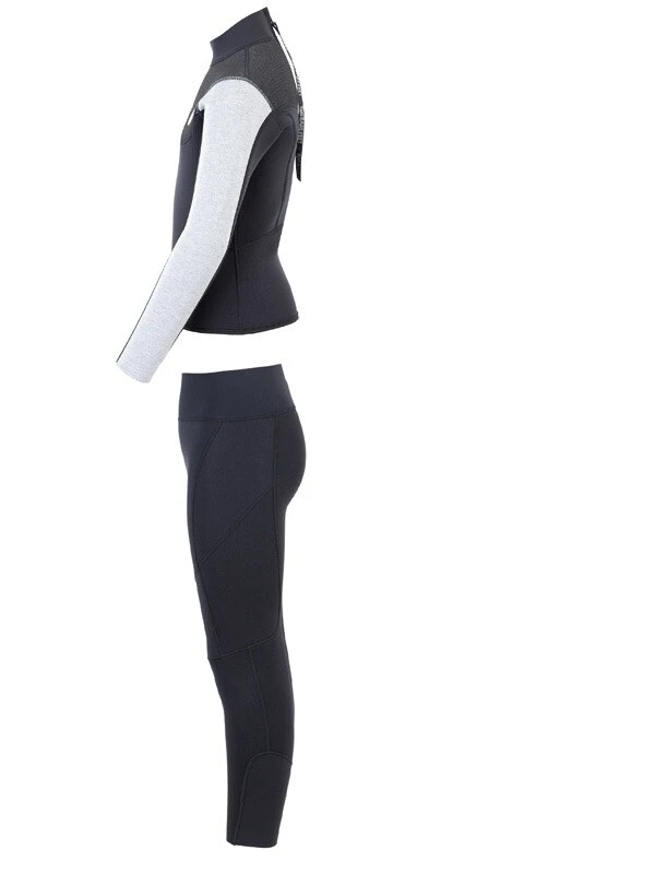 Two Bare Feet Junior Aspect 2.5mm Back Zip Jacket & Pants Set (Black/Grey/Grey) - Image 4