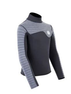 Two Bare Feet Junior Aspect 2.5mm Back Zip Jacket (Black/Grey Stripe) -Surfboards Sales kids aspect back zip jacket black grey stripe 8