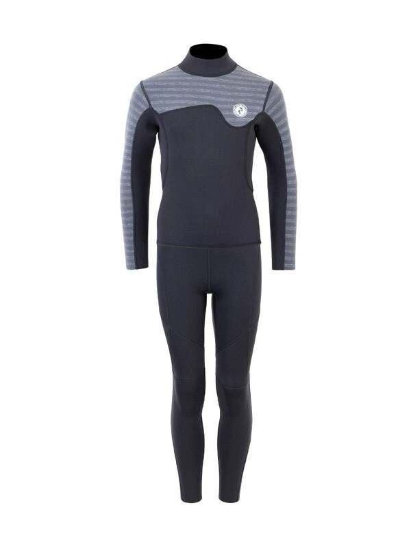 Two Bare Feet Junior Aspect 2.5mm Back Zip Jacket & Pants Set (Black/Grey Stripes) 1 Two Bare Feet Junior Aspect 2.5mm Back Zip Jacket & Pants Set (Black/Grey Stripes)