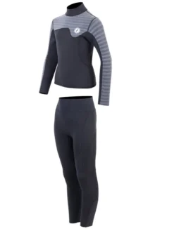 Two Bare Feet Junior Aspect 2.5mm Back Zip Jacket & Pants Set (Black/Grey Stripes) 10 Two Bare Feet Junior Aspect 2.5mm Back Zip Jacket & Pants Set (Black/Grey Stripes) -Surfboards Sales kids aspect back zip jacket black grey stripe vista pants 3 1