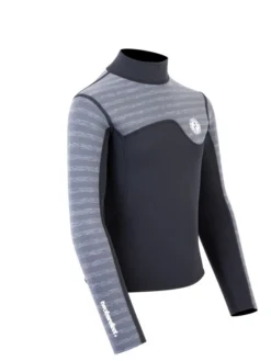 Two Bare Feet Junior Aspect Fleece Lined Zipless Thermal 2.5mm Superstretch Wetsuit Top (Black/Grey Stripe) 16 Two Bare Feet Junior Aspect Fleece Lined Zipless Thermal 2.5mm Superstretch Wetsuit Top (Black/Grey Stripe) -Surfboards Sales kids aspect fleece lined thermal top black grey stripe 8 1