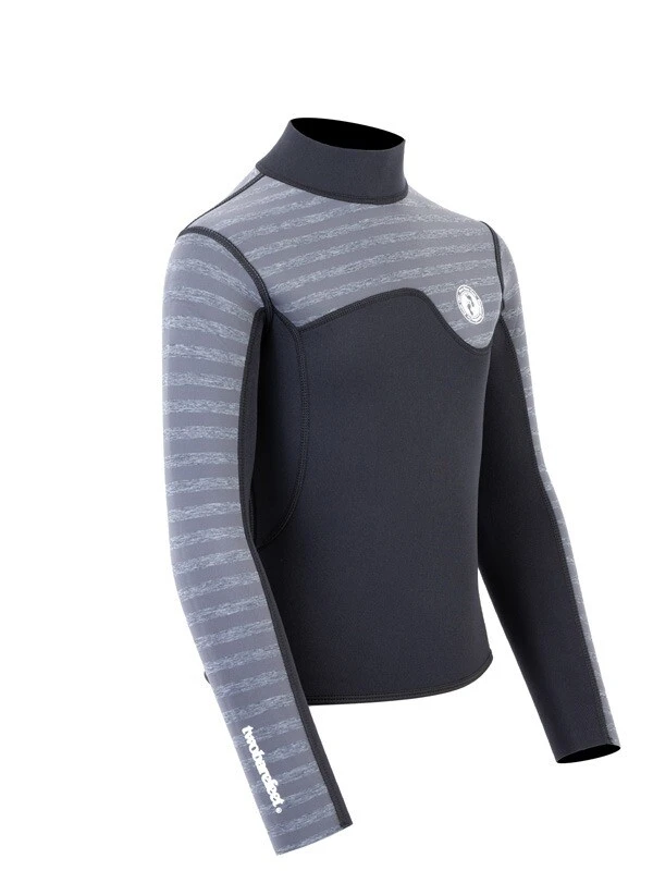 Two Bare Feet Junior Aspect Fleece Lined Zipless Thermal 2.5mm Superstretch Wetsuit Top (Black/Grey Stripe) 8 Two Bare Feet Junior Aspect Fleece Lined Zipless Thermal 2.5mm Superstretch Wetsuit Top (Black/Grey Stripe) - Image 8