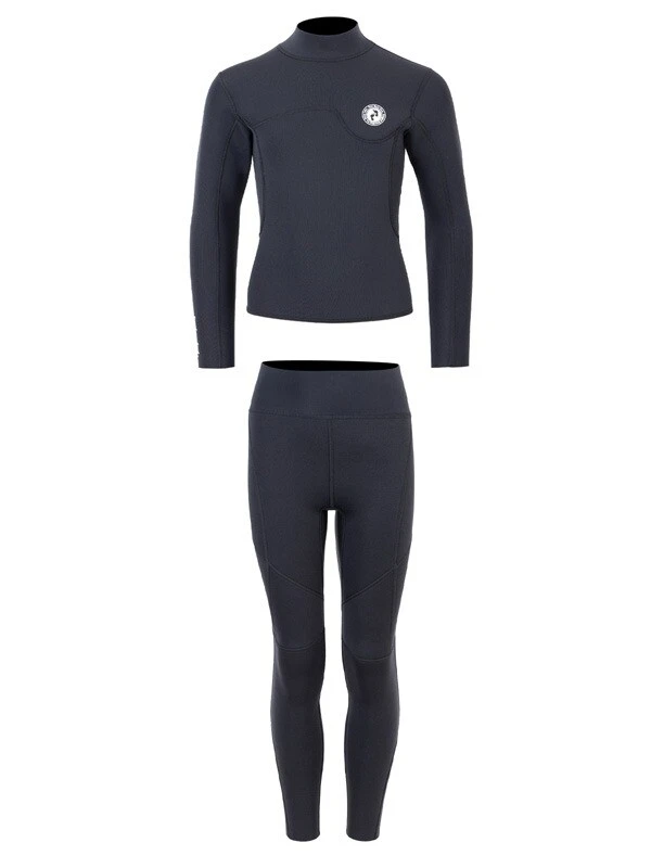 Two Bare Feet Junior Aspect Fleece Lined Zipless Thermal 2.5mm Superstretch Wetsuit Top & Pants Set (Black) - Image 2