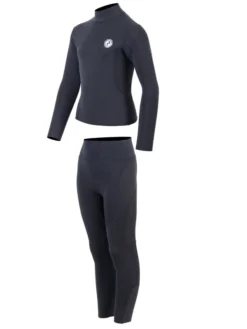 Two Bare Feet Junior Aspect Fleece Lined Zipless Thermal 2.5mm Superstretch Wetsuit Top & Pants Set (Black) -Surfboards Sales kids aspect fleece lined thermal top black vista pants 3