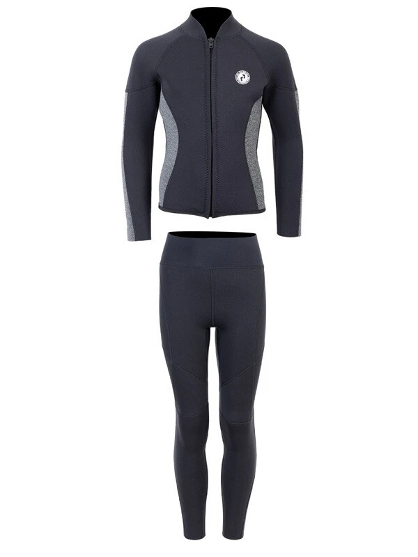 Two Bare Feet Junior Perspective Full Zip 2.5mm Wetsuit Jacket And Pants Set (Black/Grey) - Image 2