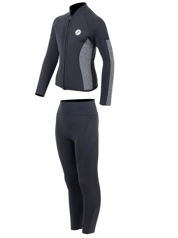 Two Bare Feet Junior Perspective Full Zip 2.5mm Wetsuit Jacket And Pants Set (Black/Grey) - Image 3