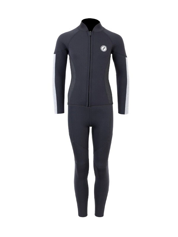 Two Bare Feet Junior Perspective Full Zip 2.5mm Wetsuit Jacket And Pants Set (Black/Grey/Grey)