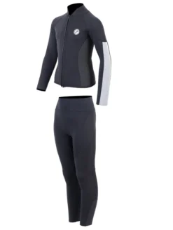 Two Bare Feet Junior Perspective Full Zip 2.5mm Wetsuit Jacket And Pants Set (Black/Grey/Grey) -Surfboards Sales kids perspective full zip jacket black grey grey vista pants 3