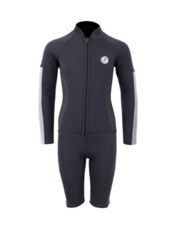 Two Bare Feet Junior Perspective Full Zip 2.5mm Wetsuit Jacket And Shorts Set (Black/Grey/Grey)