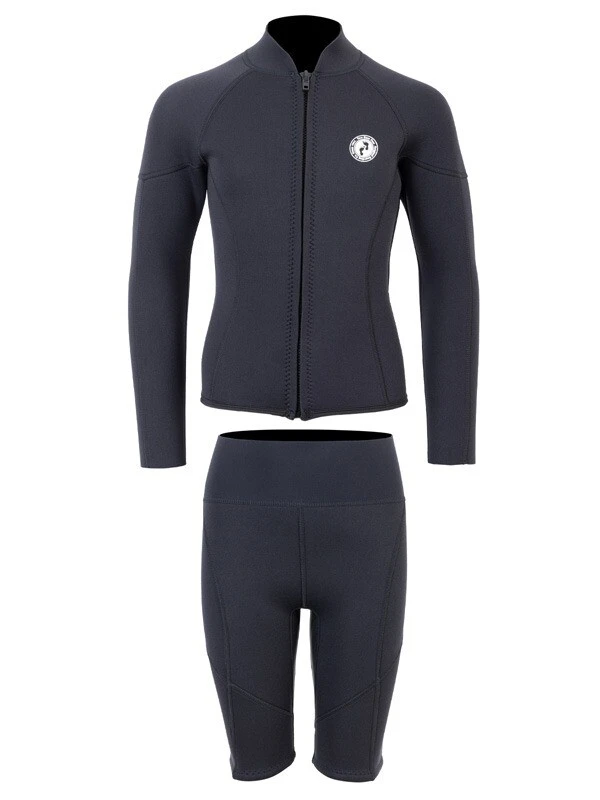Two Bare Feet Junior Perspective Full Zip 2.5mm Wetsuit Jacket And Shorts Set (Black) - Image 2