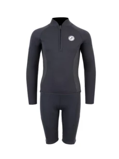 Two Bare Feet Junior Perspective Half Zip 2.5mm Wetsuit Jacket And Shorts Set (Black/Grey/Grey)