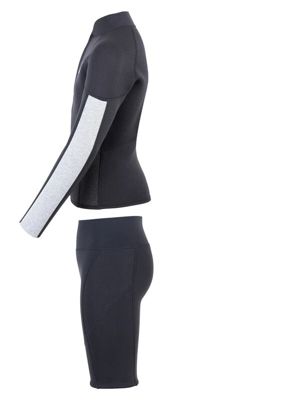 Two Bare Feet Junior Perspective Half Zip 2.5mm Wetsuit Jacket And Shorts Set (Black/Grey/Grey) - Image 4