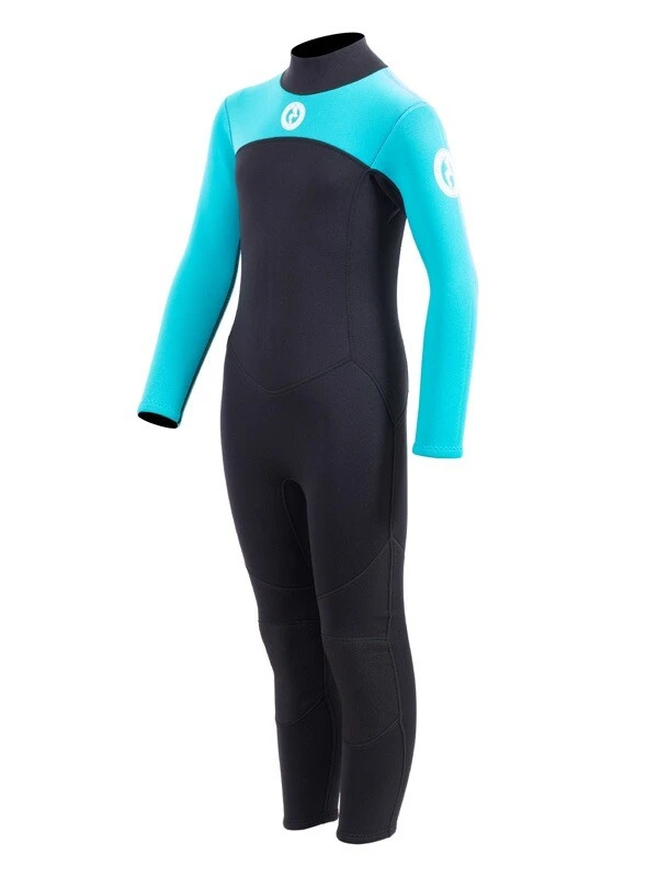 Two Bare Feet Thunderclap 2.5mm Junior Wetsuit (Aqua / Black) 2 Two Bare Feet Thunderclap 2.5mm Junior Wetsuit (Aqua / Black) - Image 2