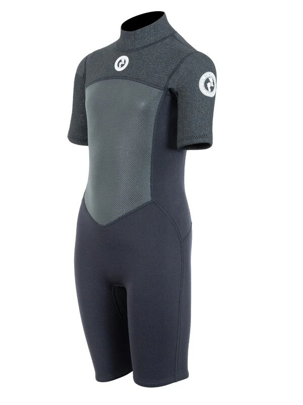 Two Bare Feet Thunderclap Pro 3/2mm Junior Shorty Wetsuit (Black/Dark Grey) 2 Two Bare Feet Thunderclap Pro 3/2mm Junior Shorty Wetsuit (Black/Dark Grey) - Image 2