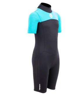 Two Bare Feet Thunderclap 2.5mm Junior Shorty Wetsuit (Aqua / Black) -Surfboards Sales kids thunderclap shorty wetsuit aqua 8