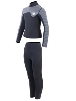 Two Bare Feet Junior Aspect Fleece Lined Zipless Thermal 2.5mm Superstretch Wetsuit Top & Pants Set (Black/Grey Stripes) 10 Two Bare Feet Junior Aspect Fleece Lined Zipless Thermal 2.5mm Superstretch Wetsuit Top & Pants Set (Black/Grey Stripes) -Surfboards Sales klfm2g l