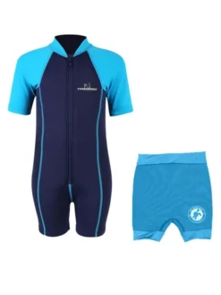Essentials Baby Swim Kit - Lycra Arm Wetsuit + Nappy Shorts (Aqua)