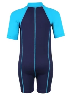 Deluxe Baby Swim Kit - Lycra Arm Wetsuit + Nappy Shorts + Bag (Aqua) -Surfboards Sales lycra armed baby blue.aqua back 1 1 1