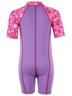 Essentials Baby Swim Kit - Patterned Lycra Arm Wetsuit + Swim Nappy (Lilac) -Surfboards Sales lycra armed baby patterned lilac back 1