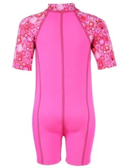 Essentials Baby Swim Kit - Patterned Lycra Arm Wetsuit + Nappy Shorts (Pink) -Surfboards Sales lycra armed baby patterned pink back 2
